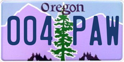 OR license plate 004PAW
