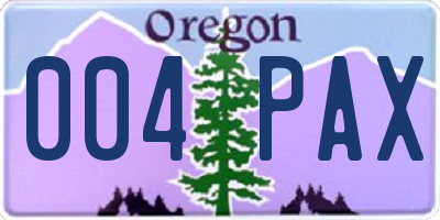 OR license plate 004PAX