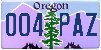 OR license plate 004PAZ