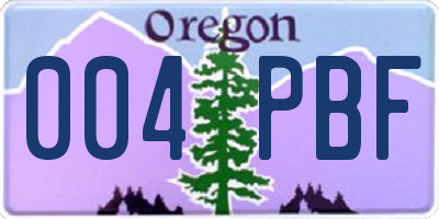 OR license plate 004PBF