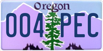 OR license plate 004PEC