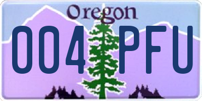 OR license plate 004PFU