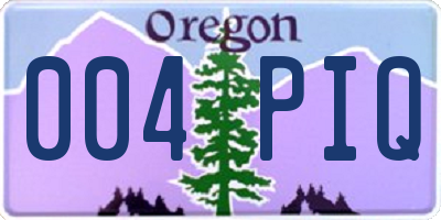 OR license plate 004PIQ