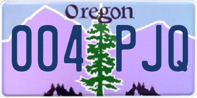 OR license plate 004PJQ