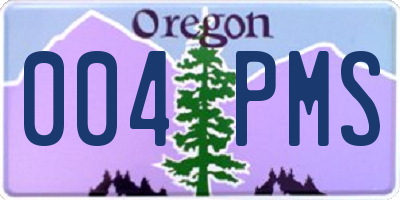 OR license plate 004PMS