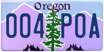 OR license plate 004POA
