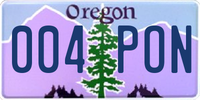 OR license plate 004PON