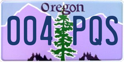 OR license plate 004PQS