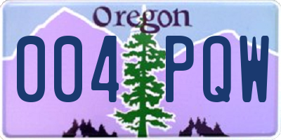 OR license plate 004PQW