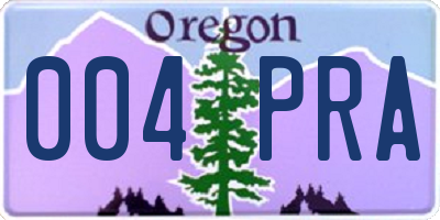 OR license plate 004PRA