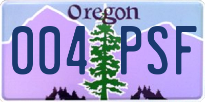 OR license plate 004PSF