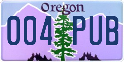 OR license plate 004PUB