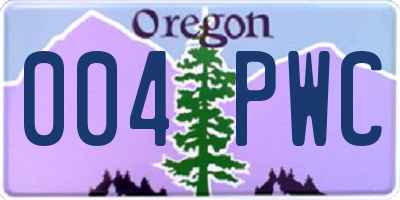 OR license plate 004PWC