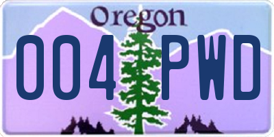 OR license plate 004PWD