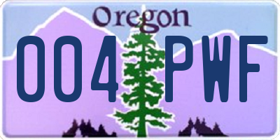 OR license plate 004PWF