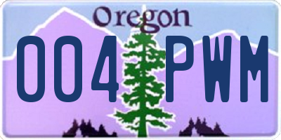 OR license plate 004PWM