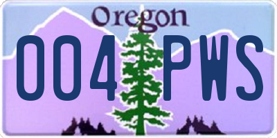 OR license plate 004PWS