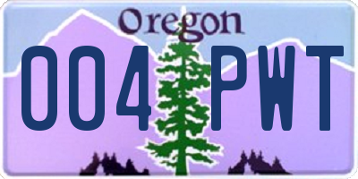 OR license plate 004PWT