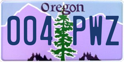 OR license plate 004PWZ