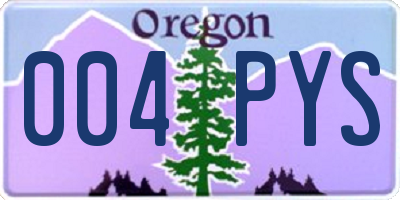OR license plate 004PYS