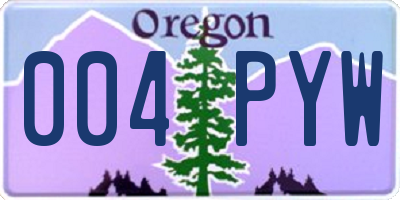 OR license plate 004PYW