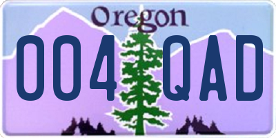 OR license plate 004QAD