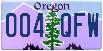 OR license plate 004QFW