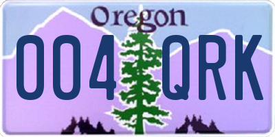 OR license plate 004QRK