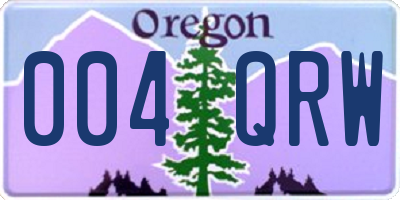 OR license plate 004QRW