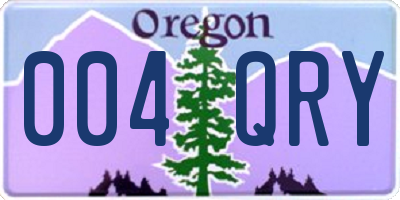 OR license plate 004QRY