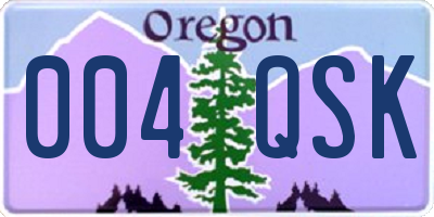 OR license plate 004QSK
