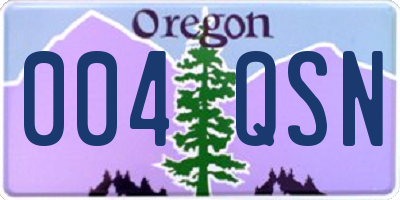 OR license plate 004QSN