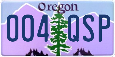 OR license plate 004QSP