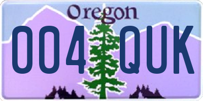 OR license plate 004QUK