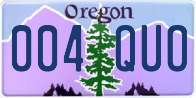OR license plate 004QUO
