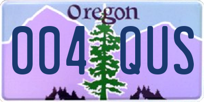 OR license plate 004QUS
