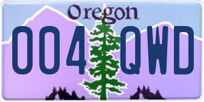 OR license plate 004QWD