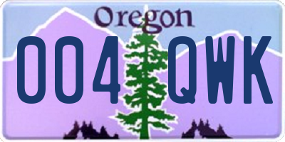 OR license plate 004QWK