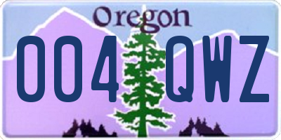 OR license plate 004QWZ