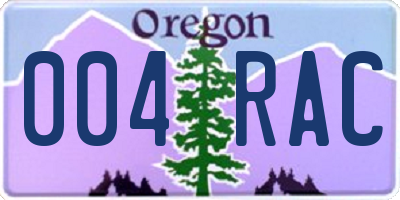 OR license plate 004RAC
