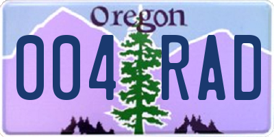 OR license plate 004RAD