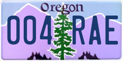 OR license plate 004RAE