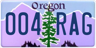 OR license plate 004RAG