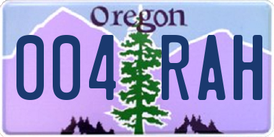 OR license plate 004RAH
