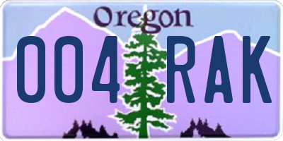 OR license plate 004RAK