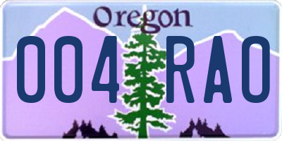 OR license plate 004RAO