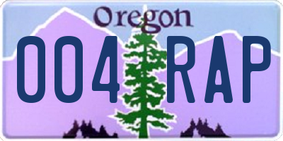 OR license plate 004RAP