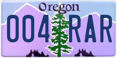 OR license plate 004RAR