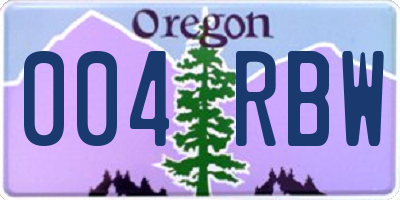 OR license plate 004RBW