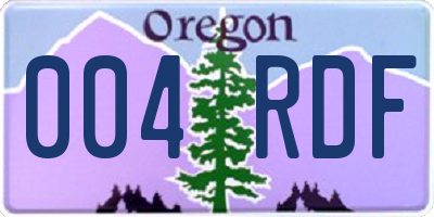 OR license plate 004RDF